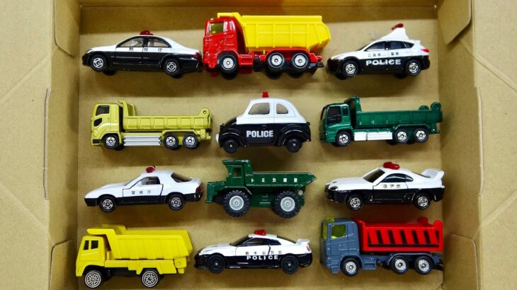 ダンプトラック & パトカーのミニカーがカラフル坂道を走行! Dump Truck & Police Car miniature car runs on a slope
