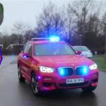 ST.BA ABA KONTORHUS beredskab øst falck brandbil i udrykning Feuerwehr auf Einsatzfahrt 緊急走行 消防車