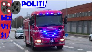 4X TÅRNBY brandvæsen + POLITI BYGB INDUSTRI brandbil i udrykning Feuerwehr auf Einsatzfahrt 緊急走行 消防車