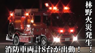 【姫路市消防局】林野火災発生！消防車両計8台が出動！迫力満点の緊急走行！