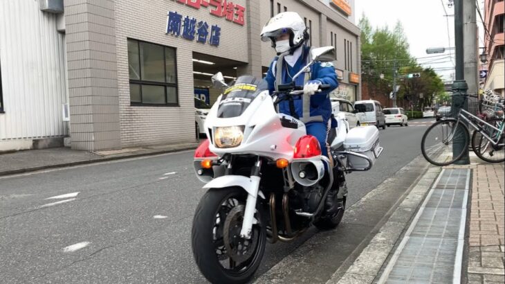 埼玉交機の歩行者妨害取り締まり‼️白バイの前で歩行者が横断歩道歩行中に突っ切る車‼️緊急走行してお咎め‼️