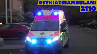 MALMÖ region skåne PSYKIATRIAMBULANS 2110 i utryckning rettungsdienst auf Einsatzfahrt 緊急走行 救急車