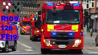 ST.FB ABA INDUSTRI hovedstadens beredskab brandbil i udrykning Feuerwehr auf Einsatzfahrt 緊急走行 消防車