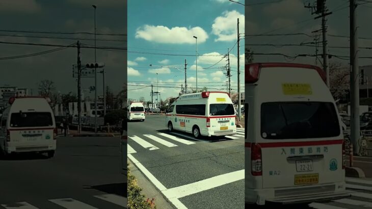 これは珍しい　２台同時　救急車緊急走行　いつもありがとう　感謝　はたらく車　こんなことある　救急車２台緊急走行　#shorts　#landscapeofjapan　#救急車　#緊急走行　#感謝