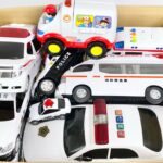救急車とパトカーのミニカーが走る緊急走行テスト☆箱から出してサイレンチェック！！