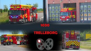 TRELLEBORG AUTOMATLARM räddningstjänsten brandbil i utryckning Feuerwehr auf Einsatzfahrt 緊急走行 消防車