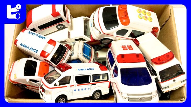 おもちゃ救急車とパトカーのミニカー走る。坂道緊急走行テスト｜Toys ambulance and a police mini car run. Slope emergency running test