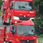 【緊急走行】交通事故発生‼︎救助工作車、ポンプ車が緊急走行！！