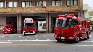 【北区出火報】商店街で火災が発生！！消防署に到着した瞬間、火災指令が入電！！慌てて着替えて現場へ出場！！#東京消防庁 #緊急走行 #消防車 #ポンプ車 #災害 #はしご車