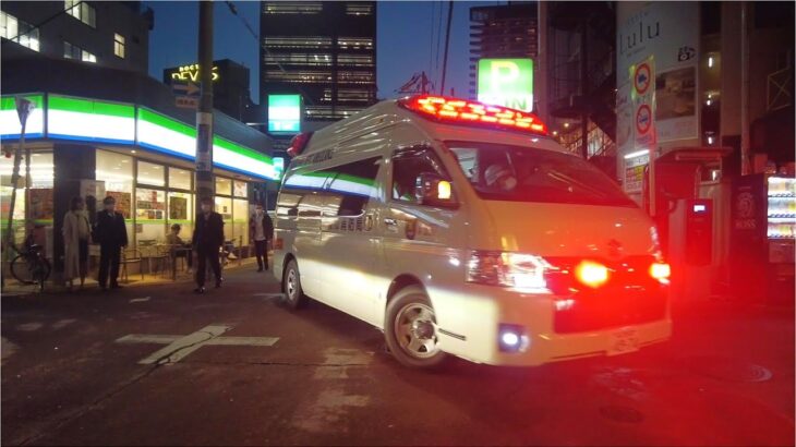 中崎町から緊急走行を開始する救急車A397 | 大阪市消防局
