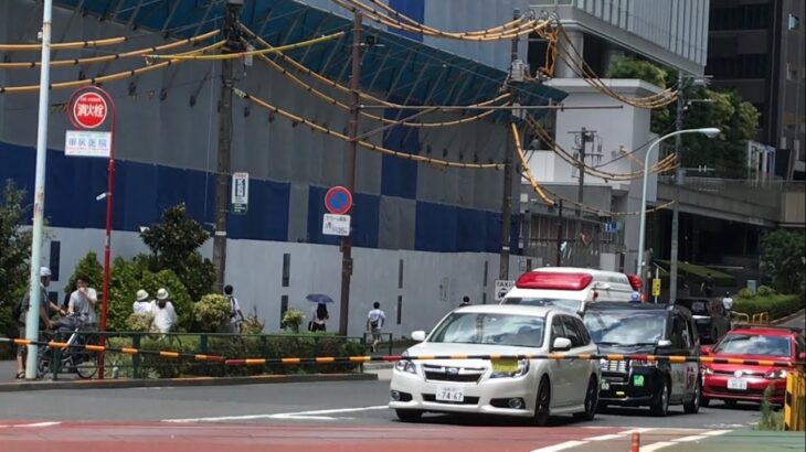 【緊急走行】JR東京総合病院に到着した。東京消防庁　救急車