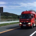 【消防車緊急走行】真夏日の暑い日にPA￼連携入電‼︎消防車単独走行！