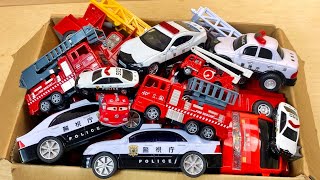 Tomica’s police car and fire engine minicar run on a slope with their headlights shining! For kids!
