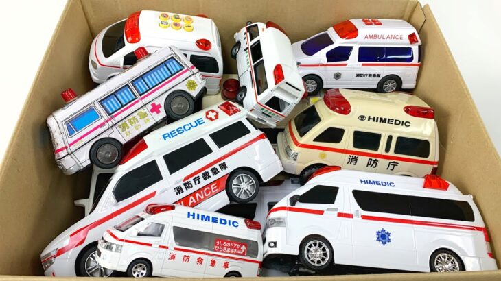日本の救急車を箱にまとめて緊急走行。坂道走ってサイレン鳴る