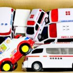 救急車のミニカーがいっぱい走る！緊急走行テスト☆サイレンチェック！！