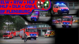 6X BF FLENSBURG BMA feuerwhr und rettungsdienst einsatzfahrt fire truck & ambulance respond 緊急走行 消防車