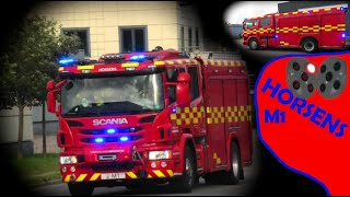 HORSENS ILD I SKUR sydøstjyllands brandvæsen brandbil i udrykning fire truck respond 緊急走行 消防車