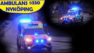 region sörmland NYKÖPING AMBULANS 9330 i utryckning rettungsdienst auf Einsatzfahrt 緊急走行 救急車