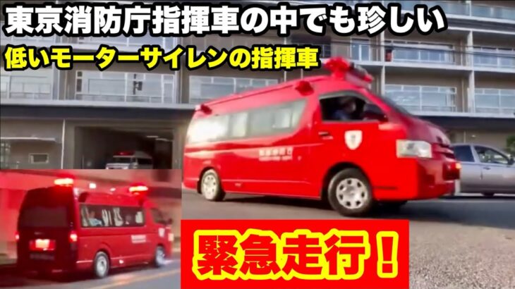 【東京消防庁でもレアな指揮車！】通常より低いモーターサイレンで緊急走行する指揮車！