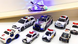 整列したパトカーのミニカー☆紹介して坂道走らせます♪緊急走行テスト Minicars of aligned police cars ☆