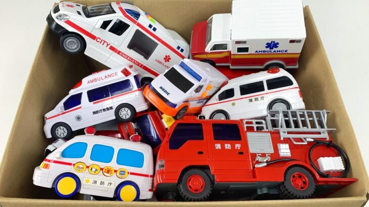 ピポピポ救急車と消防車！箱にまとめて緊急走行★Pipo Pipo ambulance and fire truck! Emergency driving in a box
