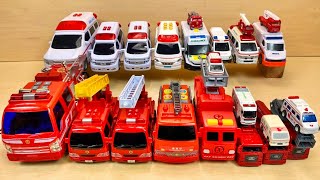 Tomica’s ambulance minicar and fire engine minicar perform an emergency driving test on a slope.