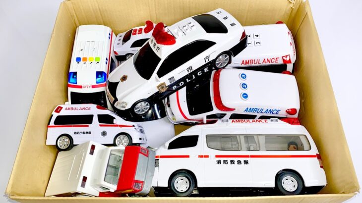 パトカーと救急車のミニカーが緊急走行テスト☆サイレンチェックしました！！