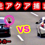 高速道路を『爆走』するアクアが、覆面パトカーに捕まる瞬間‼️【サイレン 指差し】