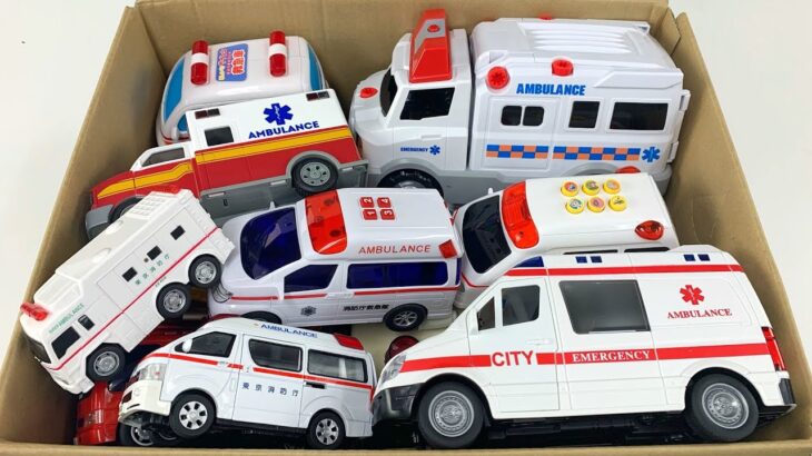 ピポピポ救急車と消防車がサイレンを鳴らし緊急走行！ Ambulance and Fire Engine Minicars Emergency Run with Sirens