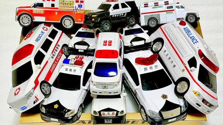 パトカーと救急車のミニカー緊急出動！坂道走る走行テスト｜police and Ambulance car minicar emergency call! Running test on a slope