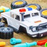 パトカーやピックアップトラックのミニカーが走ります。 緊急走行組み立て済み. Police Car and Pickup Truck minicars run test car toys