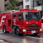 【福岡市消防局】博多本署タンク72  緊急走行　PA連携出動