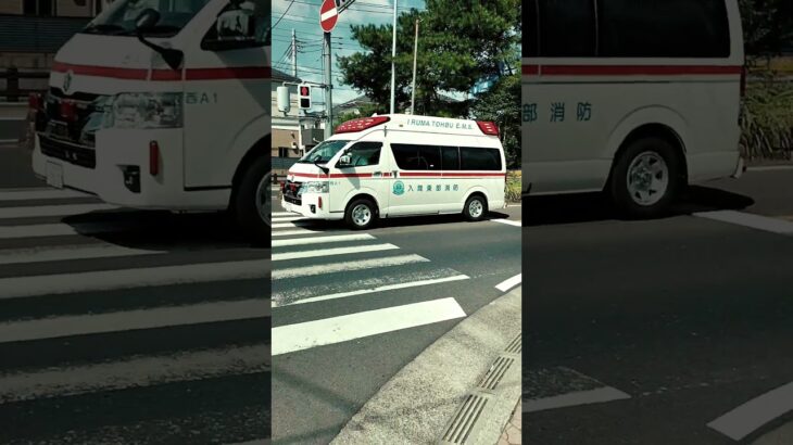 ご苦労様です　みんなのヒーロー　救急車　緊急走行　交差点侵入　入間東部地区消防組合　はたらく車　敬礼　素晴らしい日本　#shorts　#landscapeofjapan　#wonderfuljapan