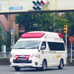 柴島浄水場前を緊急走行する救急車A381（大阪市消防局）