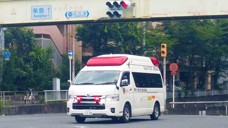 柴島浄水場前を緊急走行する救急車A381（大阪市消防局）