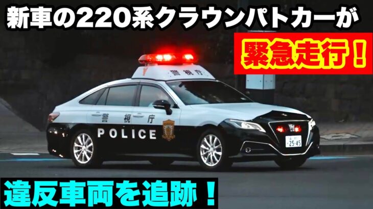 【新車が緊急走行！】運用開始されたばかりの220系クラウンパトカーが緊急走行で違反車両を追跡！