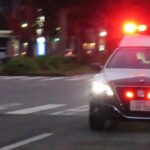 パトカー緊急走行 福岡市御供所町（博多大博通り）　Japanese_policecar