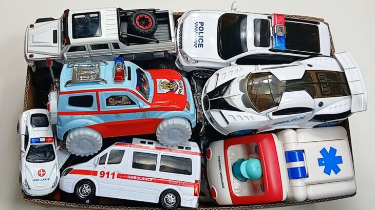 救急車のミニカー走る！ 緊急走行テスト。🚓 Police Car , 🚑 Ambulance Car , 🚒 Fire Truck etc. road with the horn । Part-22