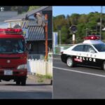 消防車、パトカーが救急活動支援のため緊急走行　fire_engine　policecar