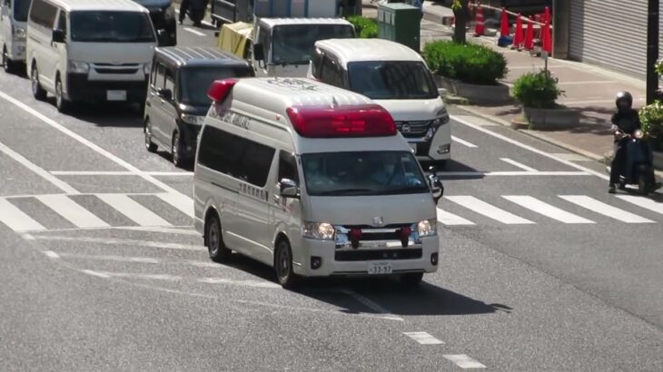 【救急車緊急走行】今宮戎駅前の高架下を通過する、大阪市消防局の救急車