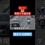 白バイ vs 無視する違反者‼️ 【捕まえる瞬間‼️】　#shorts 　[警察 取り締まり サイレン]