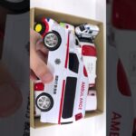 救急車のミニカーが走る！緊急走行するよ☆サイレンあり Ambulance minicar runs on the slope! Emergency driving test with siren.