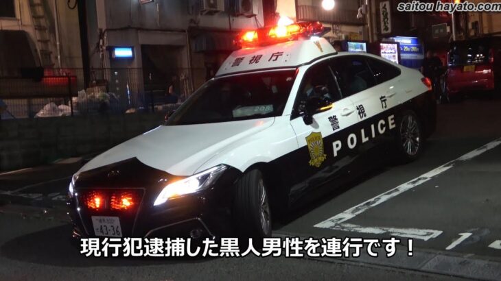 【現行犯逮捕の瞬間】怒涛の緊急走行＆猛烈パッシング!!新宿ゴールデン街に自ら隊が大集結!!黒人男性を連行するまでの緊迫の一部始終！！！