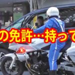 日本の免許…持ってる？歩行者妨害発生！緊急走行で捕まえた運転者に声をかける白バイ隊員