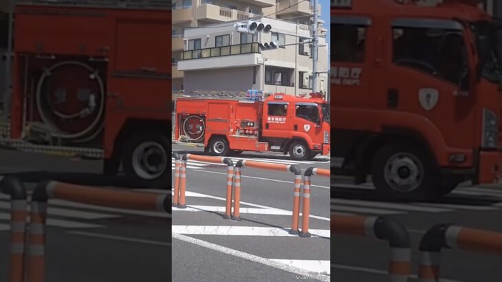 緊急サイレン走行　消防車集結する　国道を走る消防車　サイレン走行　　　#火事　#火災現場　#消防車