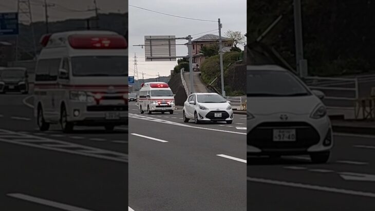 長崎消防救急車両・緊急走行！