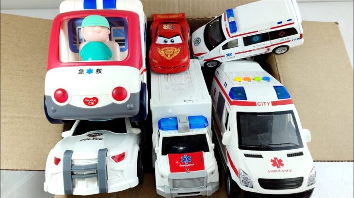 救急車パトカー消防車をチェック! 坂道を緊急走行するよ! Check out ambulance policecar bump truck! run on the slope.