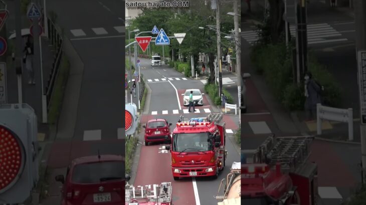 【緊急走行】ガンバレ消防車!!Fire truck, fight on!!#shorts