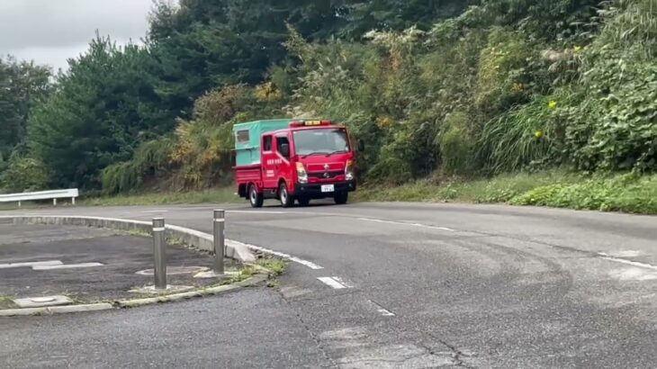 田村市防災フェアにて 緊急走行乗車体験をしてる観覧者🚒