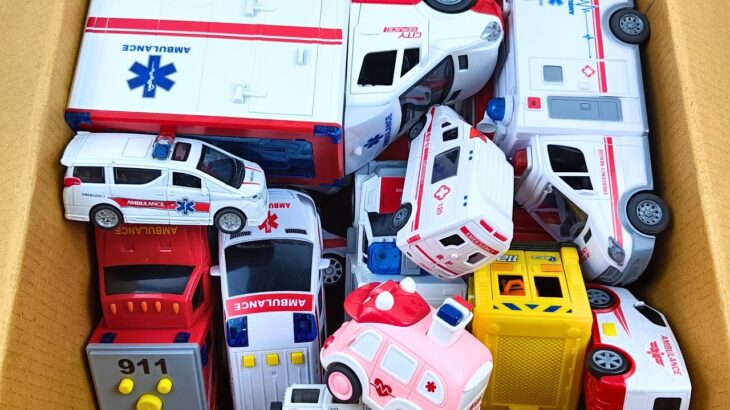 救急車とバスのミニカーが走る！サイレンあり！緊急走行テスト！Ambulance and bus miniature cars run! Emergency driving test!